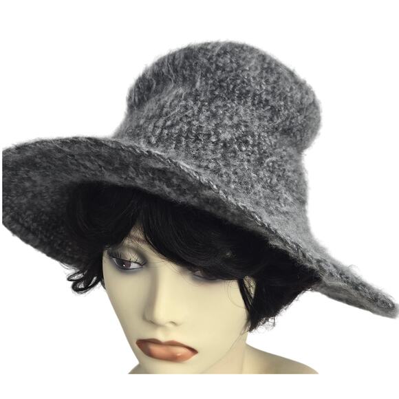Wooden Ships Paola Buendia Bucket Hat Anthropologie Gray Knit Mohair Boho - Picture 3 of 7